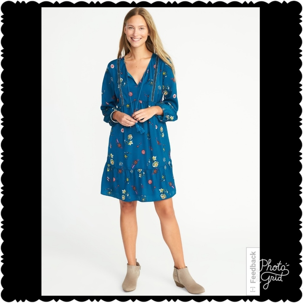 Old Navy Velvet-Trim Swing Dress NWT